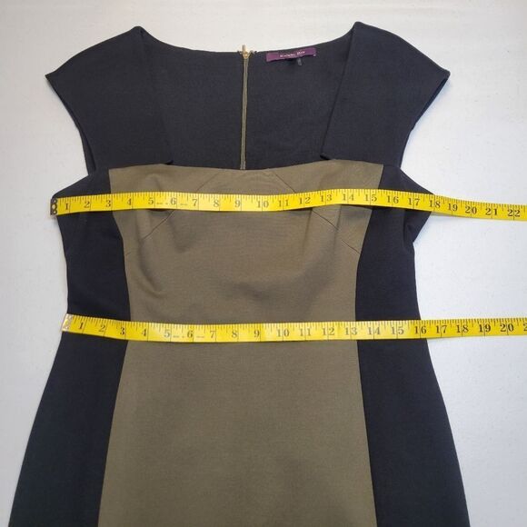 Rachel Roy Elegant Black and Olive Green Ponte Stretch Dress - Picture 7 of 10